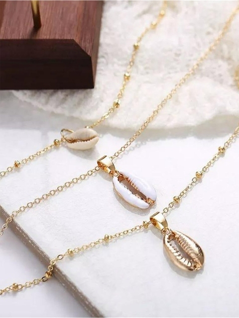 

EL REGALO Women Gold-Toned & White Layered Necklace