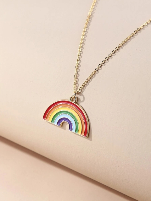 

EL REGALO Kids Girls Red Blue Antique Rainbow Necklace