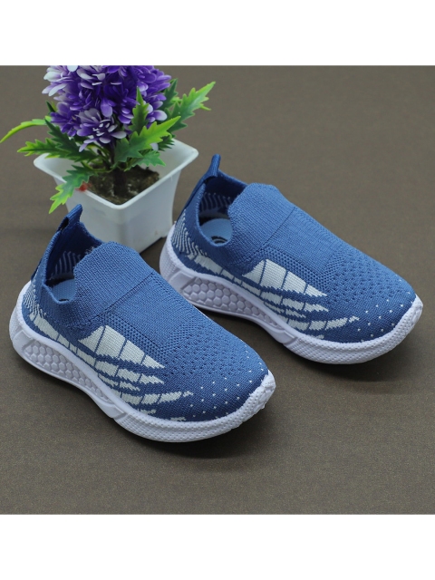 

FEETWELL SHOES Unisex Kids Blue Printed Slip-On Sneakers