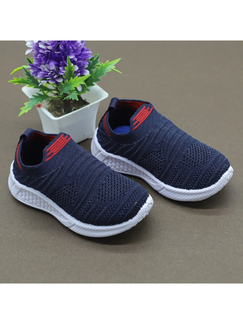 

FEETWELL SHOES Unisex Kids Blue Woven Design Slip-On Sneakers