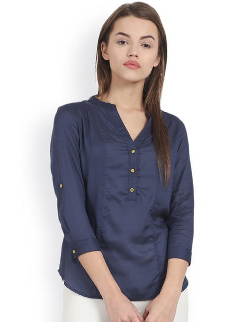 

Harpa Navy Shirt-Style Top, Navy blue