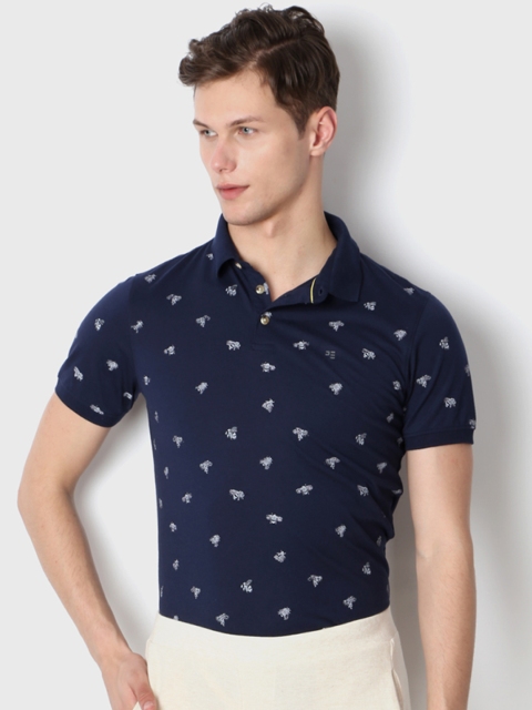 

Peter England Men Blue Printed Polo T-shirt