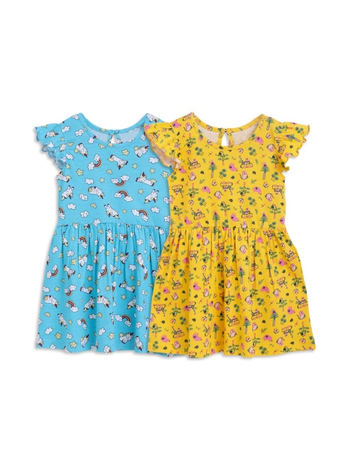 

SuperBottoms Yellow & Blue Floral Dress