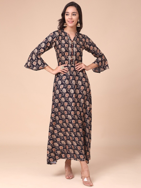 

J Turritopsis Navy Blue Floral Maxi Dress