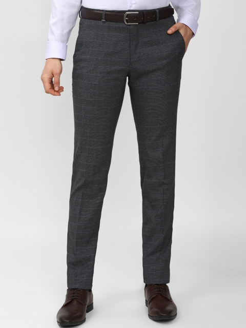 

Van Heusen Men Grey Checked Slim Fit Trousers