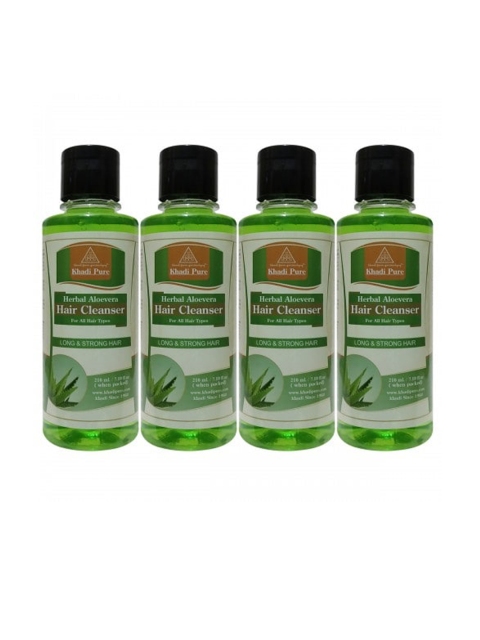 

Khadi Pure Gramodyog Set of 4 Herbal Aloevera Hair Cleanser for All Hair Types- 210ml each, Green