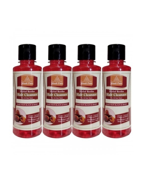 

Khadi Pure Gramodyog Set of 4 Herbal Reetha Hair Cleanser for All Hair Types - 210ml each, Red