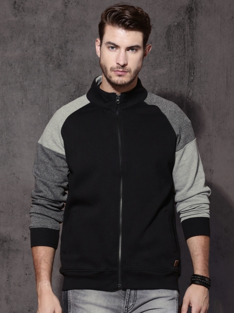 

Roadster Men Black & Grey Solid Sweatshirt