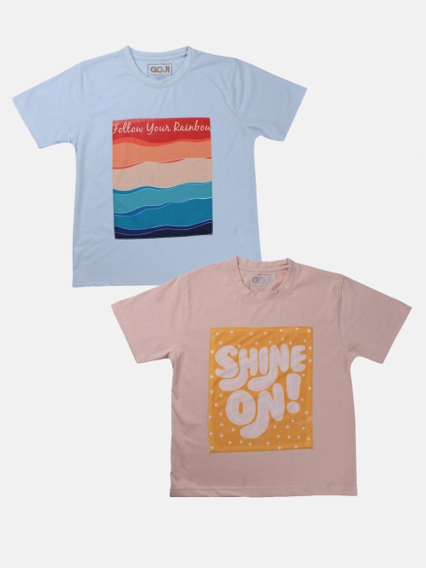 

GOJI Girls Assorted Typography Printed Applique T-shirt