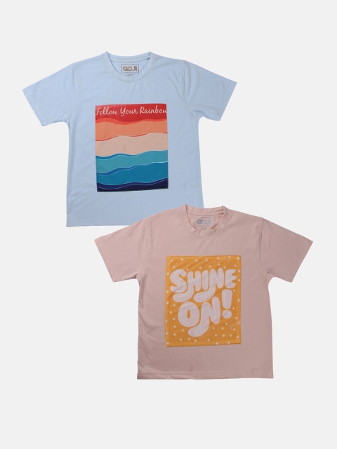 

GOJI Girls Blue & Pink 2 Printed T-shirt