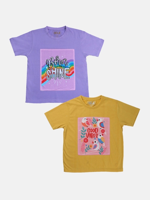 

GOJI Girls Assorted Typography Printed T-shirt