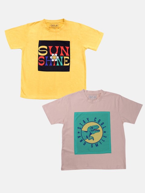

GOJI Girls Assorted Typography Printed Applique T-shirt