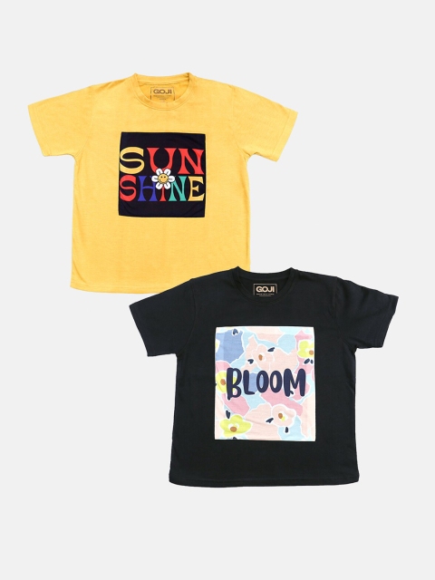 

GOJI Girls Assorted Typography Printed Applique T-shirt