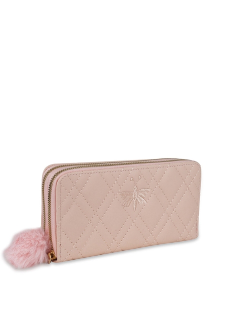 

Kanvas Katha Women Peach-Coloured Quilted PU Zip Around Wallet