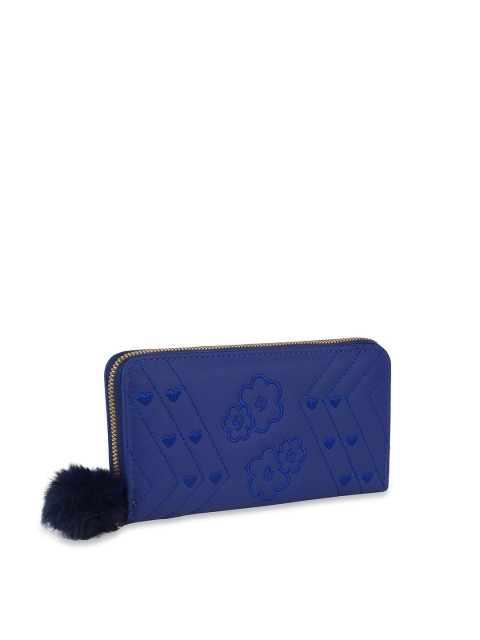 

Kanvas Katha Women Blue Floral Embroidered PU Envelope Wallet
