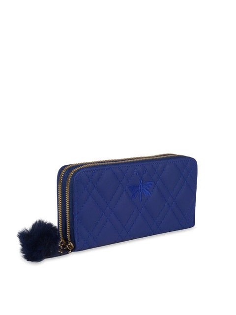 

Kanvas Katha Women Blue Quilted Zip Around Wallet