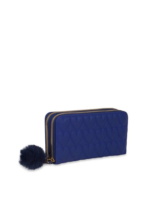 

Kanvas Katha Women Blue Embroidered PU Zip Around Wallet