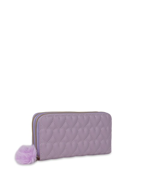 

Kanvas Katha Women Purple & Gold-Toned Checked Embroidered PU Zip Around Wallet