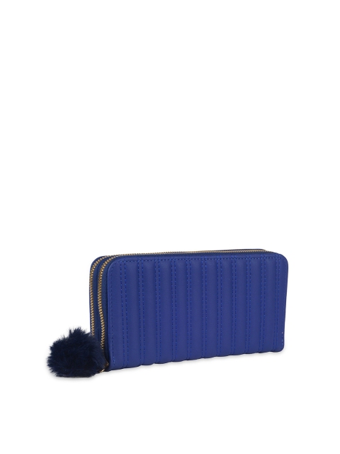 

Kanvas Katha Women Blue Textured Embroidered PU Zip Around Wallet