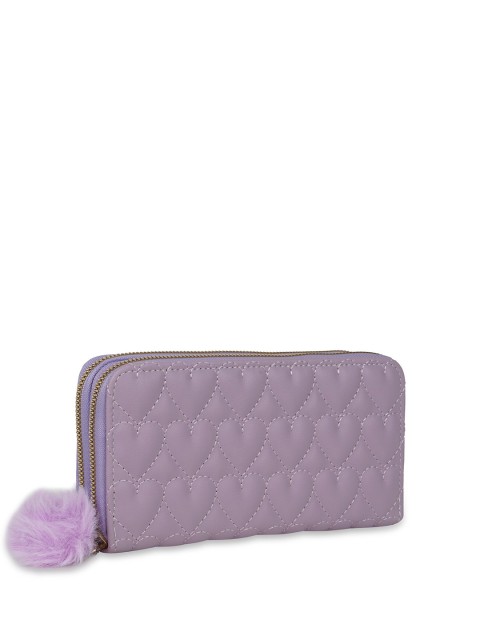 

Kanvas Katha Women Purple Quilted PU Zip Around Wallet