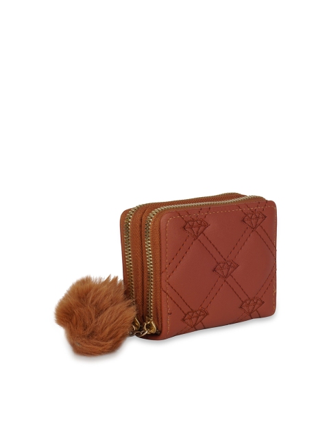 

Kanvas Katha Women Tan Brown Floral Textured PU Zip Around Wallet