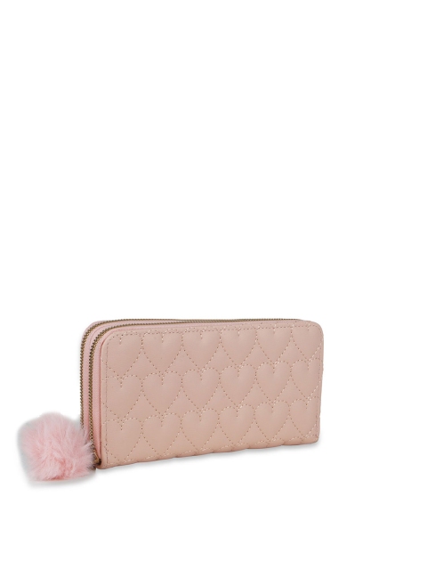 

Kanvas Katha Women Peach-Coloured Textured Embroidered PU Zip Around Wallet