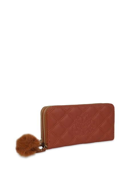 

Kanvas Katha Women Tan Textured Embroidered PU Zip Around Wallet