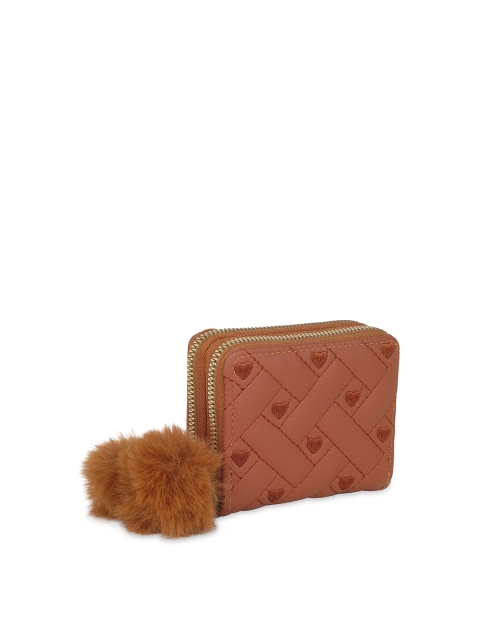 

Kanvas Katha Women Brown Textured Embroidered PU Envelope Wallet