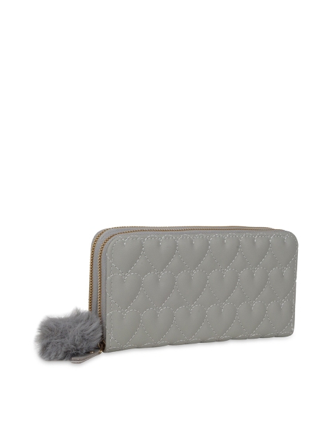 

Kanvas Katha Women Grey Textured Quilted Zip Around Wallet