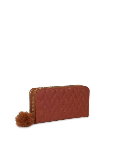 

Kanvas Katha Women Tan Textured Embroidered PU Zip Around Wallet