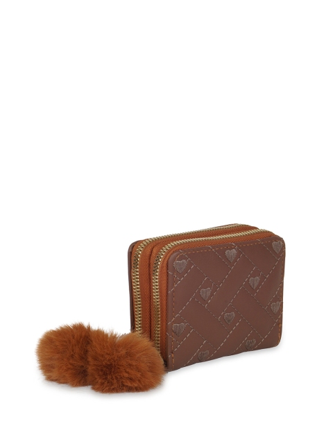 

Kanvas Katha Women Tan Textured Embroidered PU Zip Around Wallet