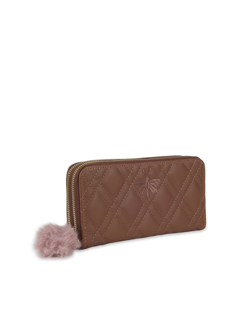

Kanvas Katha Women Brown Textured Embroidered PU Zip Around Wallet