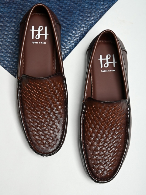 

Hydes N Hues Men Brown Woven Design Slip-On Sneakers