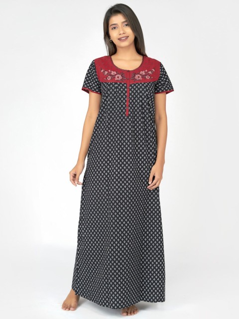

Maybell Black Printed Maxi Nightdress