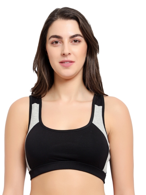 

ADEERA Women Black & Grey Removable Padding Non Wired Sports Bra-ADSPB1Black-Black