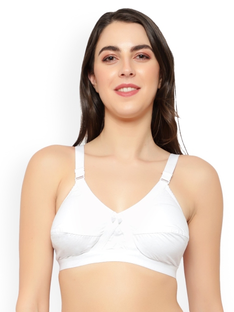 

ADEERA White Cotton Non-Wired Non-Padded Everyday Bra