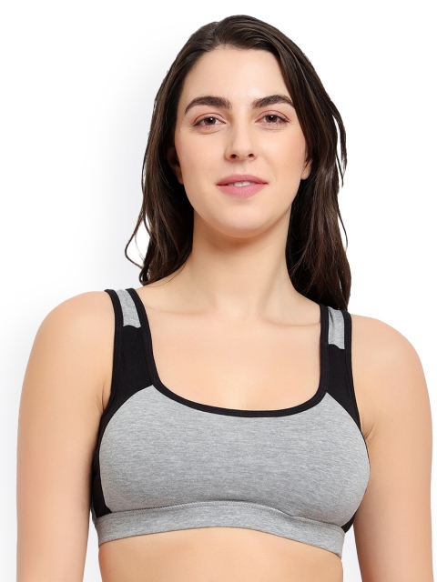 

ADEERA Grey & Black Non-Wired Sports Bra