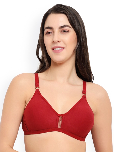 

ADEERA Red Solid Non-Padded Seamless T shirt Bra