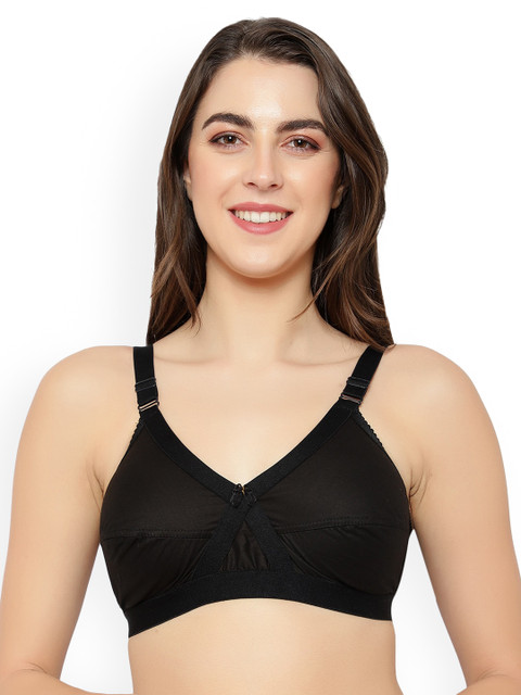 

ADEERA Black Cotton Non-Wired Non-Padded Everyday Bra