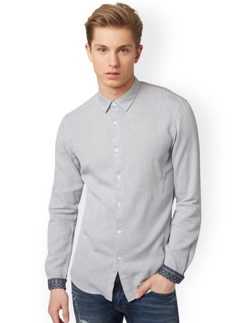 

Tom Tailor Men Grey Slim Fit Printed Casual Shirt
