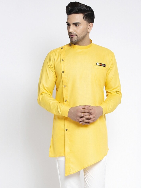 

Benstoke Men Yellow Thread Work Pathani Kurta
