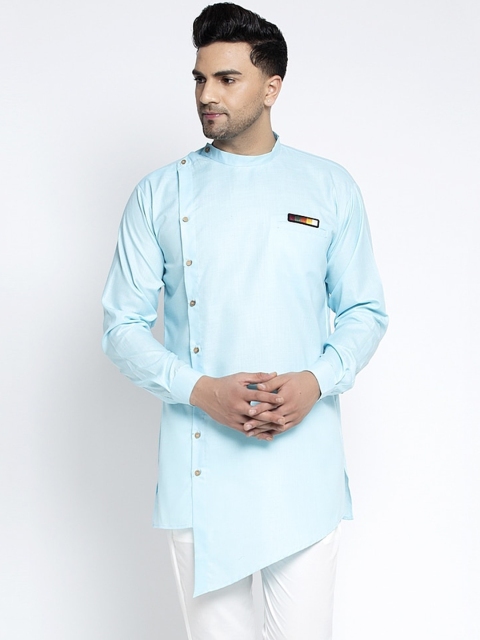 

Benstoke Men Blue Thread Work Pathani Kurta