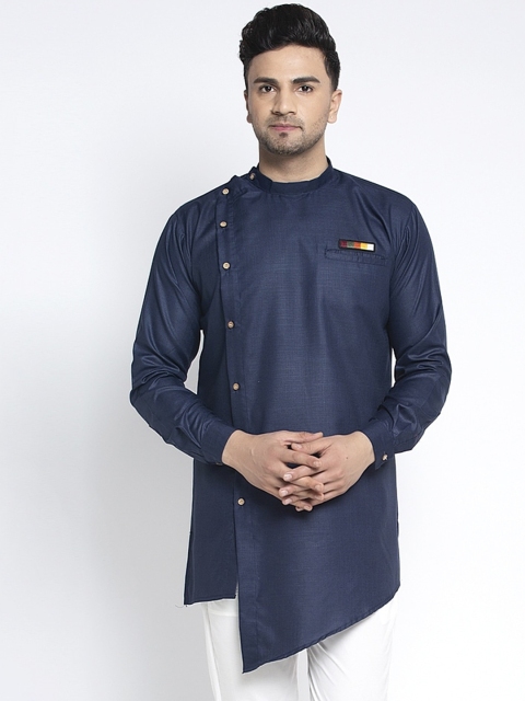 

Benstoke Men Navy Blue Flared Sleeves Thread Work Kurta
