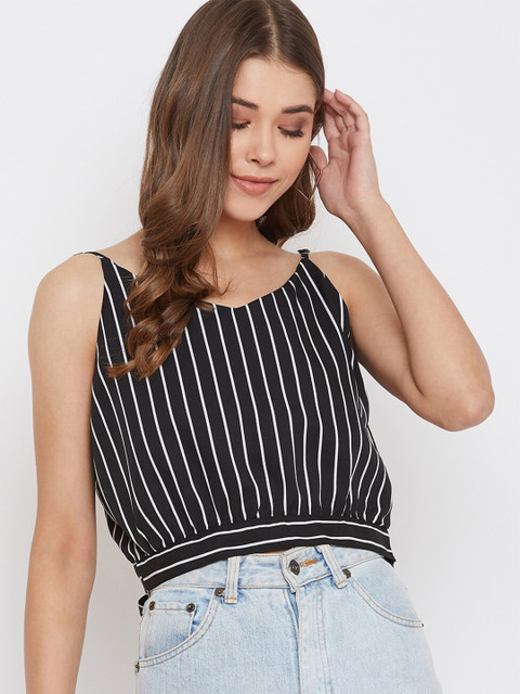 

STALK Black Striped Crepe Top