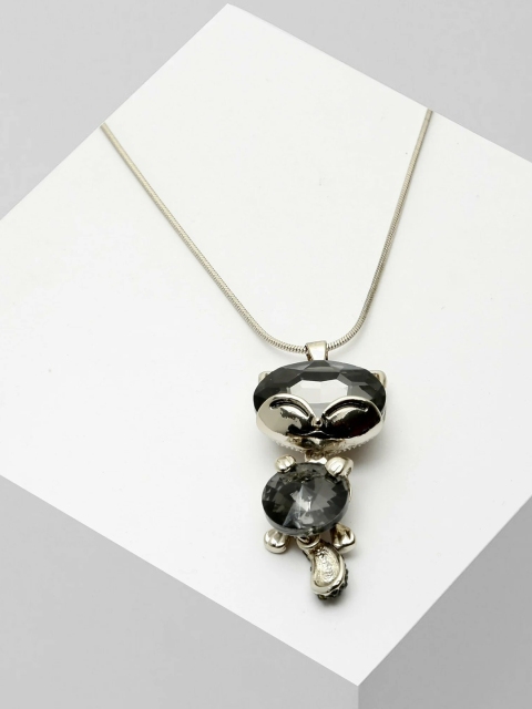 

AVANT-GARDE PARIS Silver-Plated Black CZ-Studded Antique Pendant With Chain