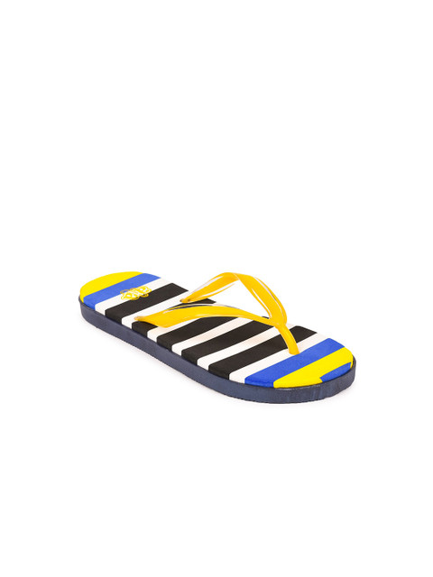 

Liberty Women Blue & Yellow Striped Rubber Thong Flip-Flops