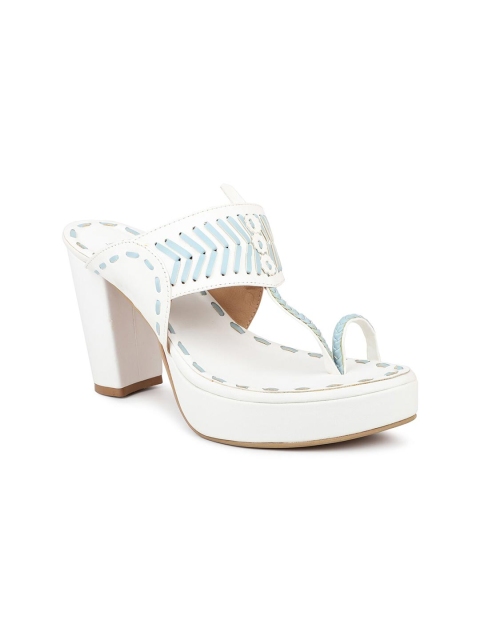 

Inc 5 White & Blue One- Toe Block Sandals