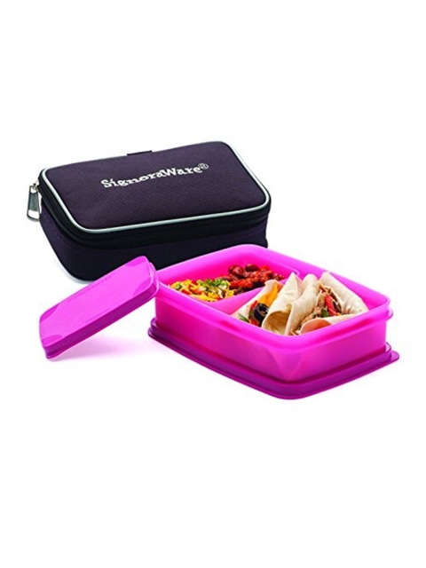 

SignoraWare Pink & Navy-Blue Solid Compact Lunch Box With Bag