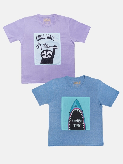 

GOJI Boys Assorted Typography Printed Applique T-shirt