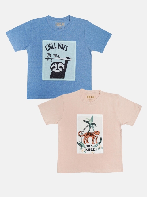 

GOJI Boys Assorted Typography Printed Applique T-shirt